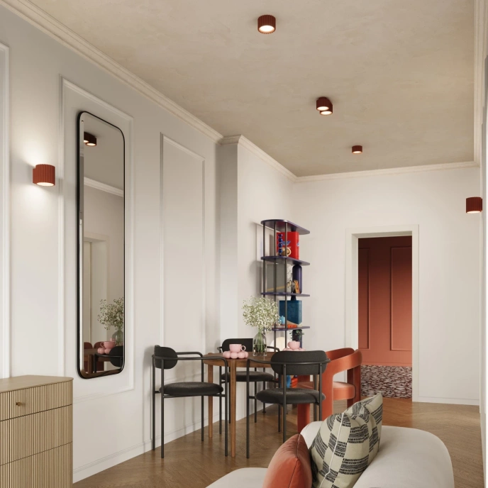 Taklampa AURA 2 röd ochra Gx53