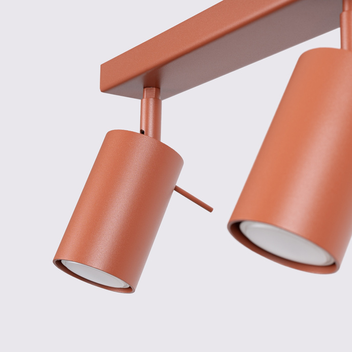 Plafond RING 4L ockraröd + 4x LED-lampa GU-10 3000K varm 7W 510lm