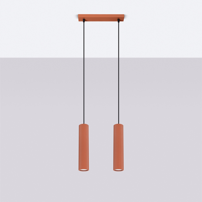 KARBON 2 st ockraröd taklampa + 2x GU-10 3000K varm 7W 510lm LED-lampa