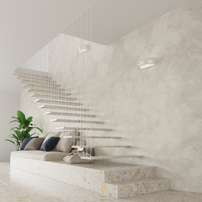 Keramisk vägglampa HELIOS vit + 1x LED-lampa E27 4000K Kall 7,5W 650lm