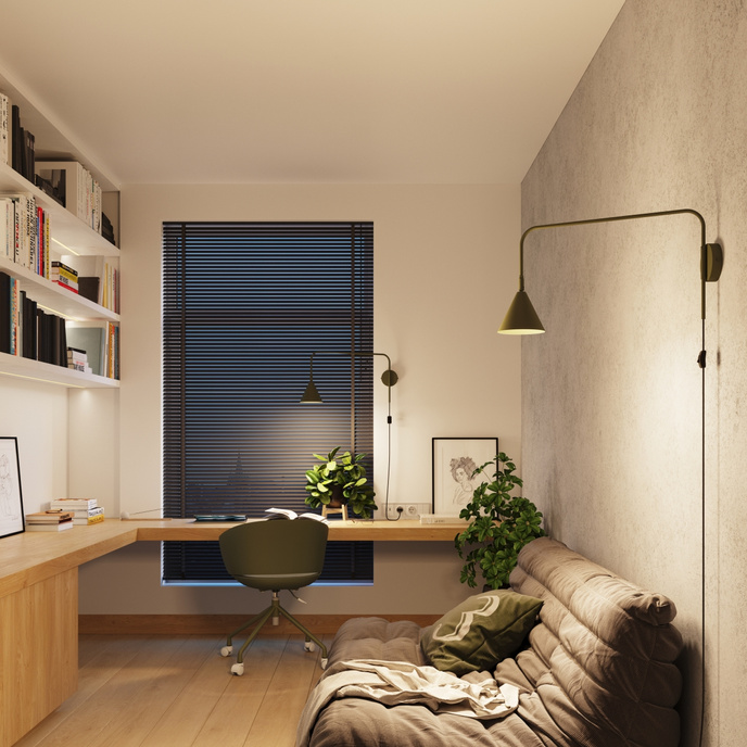 Vägglampa NOX olivgrön + 1X LED-lampa E14 3000K varm 7,5W 620lm