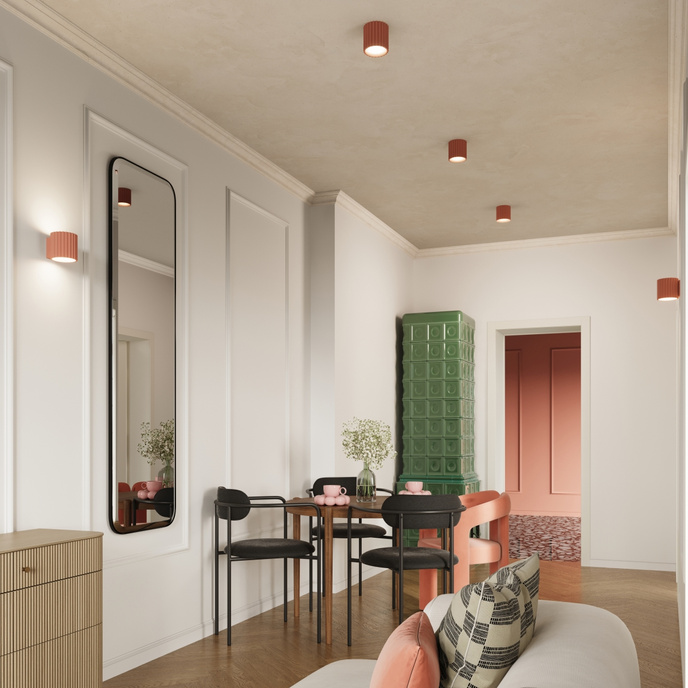 Vägglampa AURA persika G9