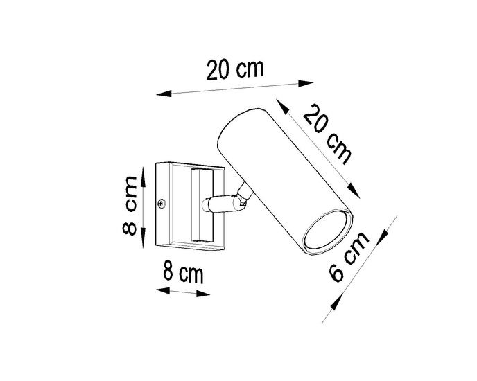 Vägglampa DIREZIONE svart + 1x LED-lampa GU-10 3000K varm 7W 620lm