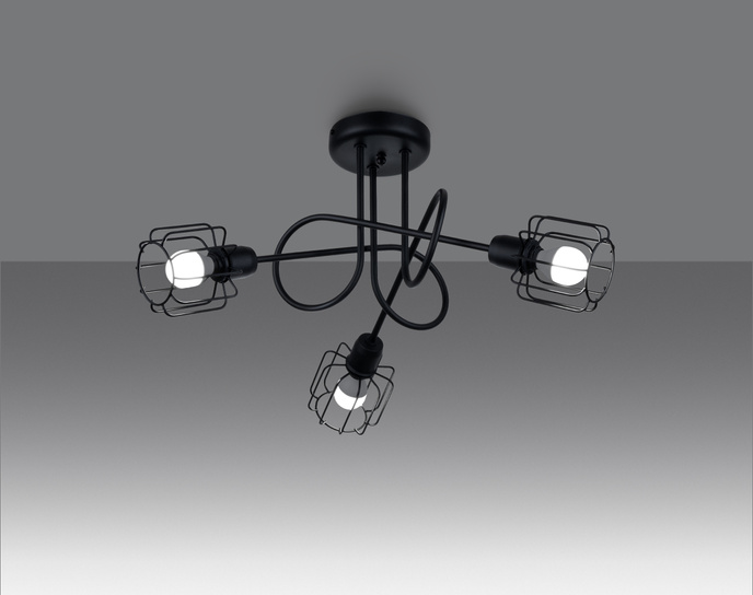 Ljuskrona BELUCI 3S svart + 3x LED-lampa E14 3000K varm 7,5W 620lm