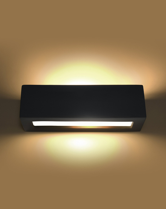 Keramisk vägglampa VEGA svart + 1x LED-lampa E27 4000K Cold 7,5W 650lm