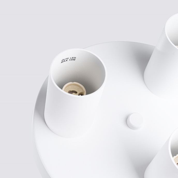 Plafond LAGOS 3P vit + 3x LED-lampa GU-10 3000K varm 7W 510lm