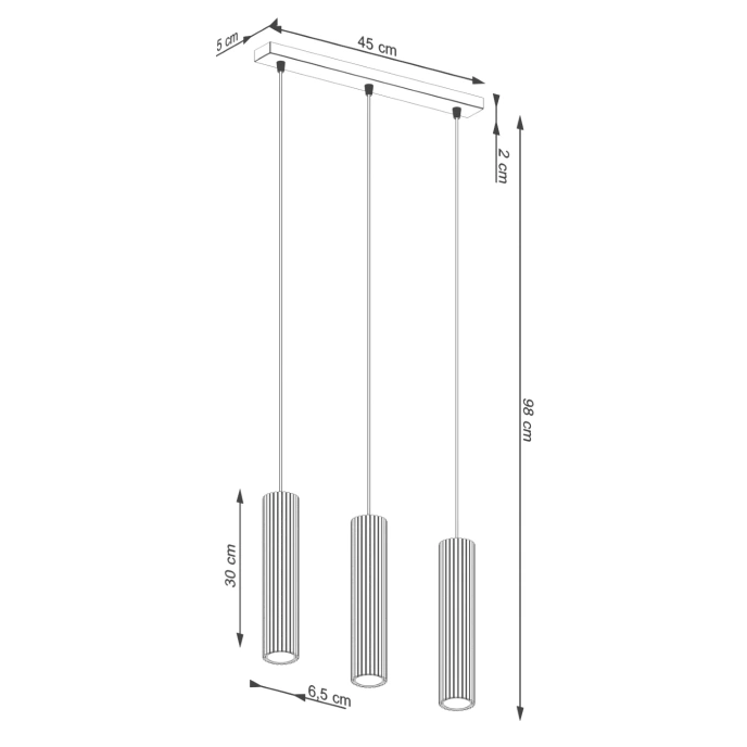 Pendellampa KARBON 3L vit