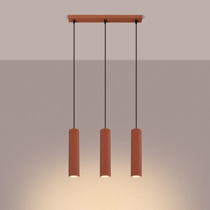 KARBON 3L taklampa ockraröd + 3x LED-lampa GU-10 4000K Kall 7W 530lm