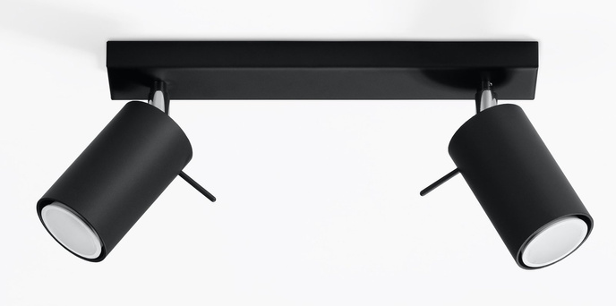 Plafond RING 2 svart + 2x LED-lampa GU-10 3000K varm 7W 620lm