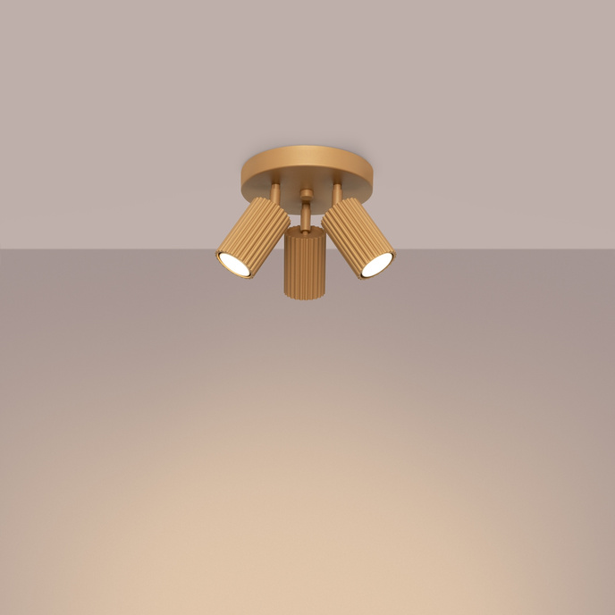 Plafond KARBON 3P guld + 3x LED-lampa GU-10 3000K varm 7W 510lm