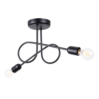 Ljuskrona LOOP 2 svart + 2x LED-lampa E27 4000K Kall 7,5W 690lm