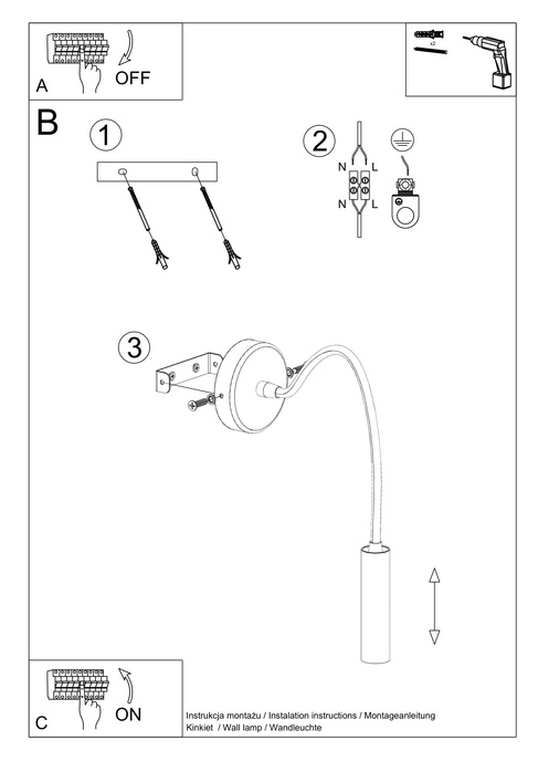Vägglampa AXIL svart + 1x LED-lampa G9 4000K Cold 4,5W 530lm