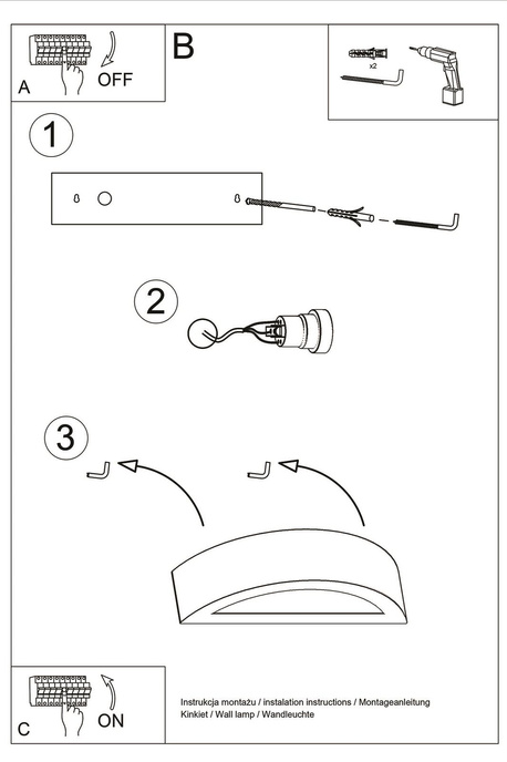 Keramisk vägglampa ATENA vit + 1x LED-lampa E27 3000K varm 7,5W 620lm