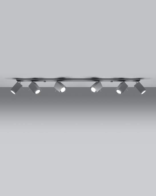 Plafond MERIDA 6L grå + 6x LED-lampa GU-10 4000K kall 7W 630lm