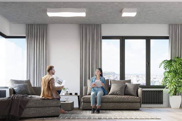 Plafond SQUARE 3 vit + 6x LED-lampa E27 3000K varm 7,5W 620lm