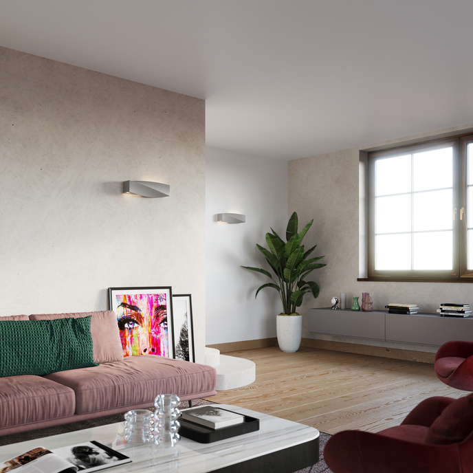 Keramisk vägglampa SIGMA grå + 1x LED-lampa E27 3000K varm 7,5W 620lm