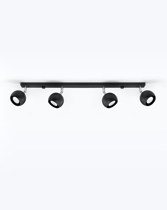 Plafond OCULARE 4L svart + 4x LED-lampa GU-10 3000K varm 7W 620lm