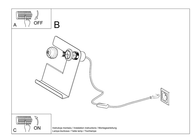 Skrivbordslampa INCLINE vit + 1x LED-glödlampa E27 3000K varm 7,5W 620lm