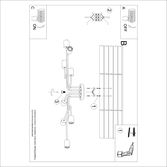 TIMBO 8 ljuskrona svart