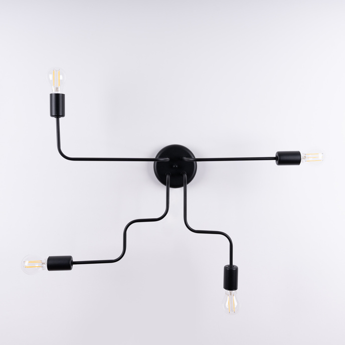 Ljuskrona VECTOR 4 svart + 4X LED-lampa E27 3000K 7W 760lm