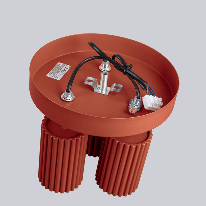 Plafond KARBON 3P ockraröd + 3x LED-lampa GU-10 3000K varm 7W 510lm