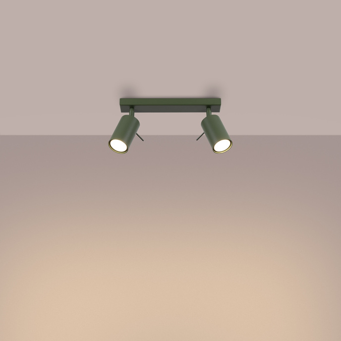 Plafond RING 2 olivgrön + 2x LED-lampa GU-10 3000K varm 7W 510lm