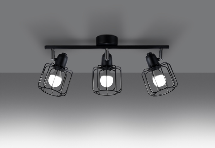 BELUCI 3 plafond svart + 3x LED-lampa E14 4000K Kall 7,5W 680lm