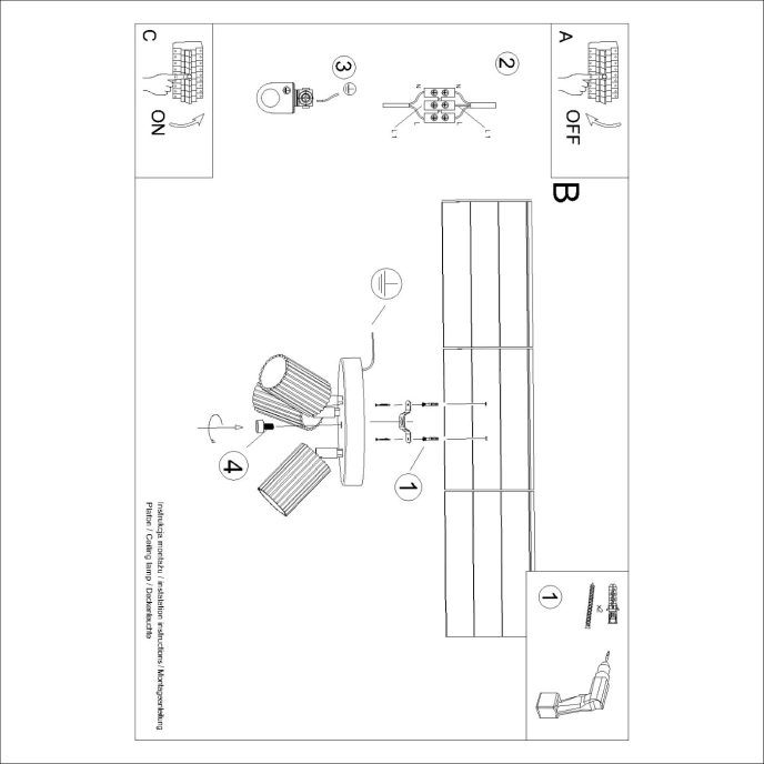 Taklampa KARBON 3P svart