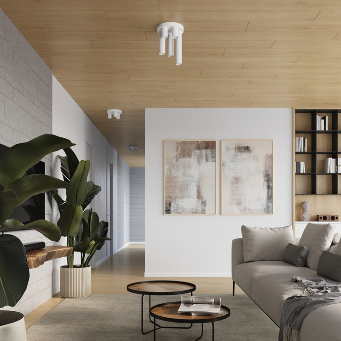 Plafond LAGOS 5P vit + 5x LED-lampa GU-10 3000K varm 7W 510lm