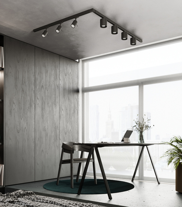 Taklampa, 7 spotlights, 3-fas strömskenor, ORBIS/RING