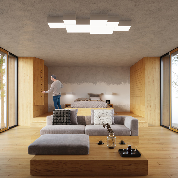 Takplafond HORUS 35 WHITE + 2x LED-lampa E27 4000K Cold 7,5W 650lm