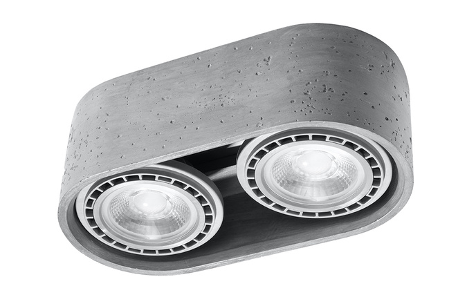 Plafond BASIC 2 betong + 2x LED-lampa GU10 AR111 4000K COLD 12W 850lm