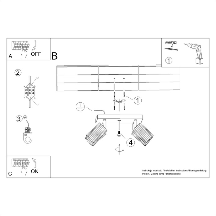 Taklampa KARBON 4 taupe
