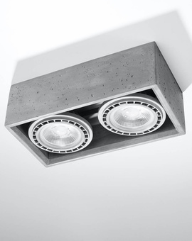 Plafond QUATRO 2 betong + 2x LED-lampa GU10 AR111 4000K COLD 12W 850lm