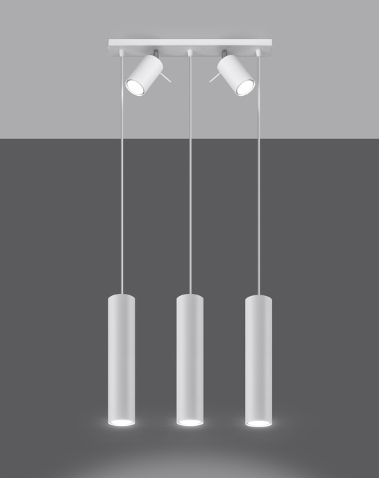 RING 3 taklampa vit + 5x LED-glödlampa GU-10 3000K varm 7W 620lm