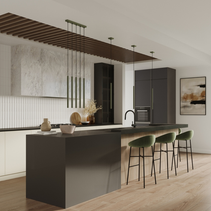 PASTELO 5P taklampa olivgrön + 5x LED-lampa G9 4000K Kall 4,5W 460lm