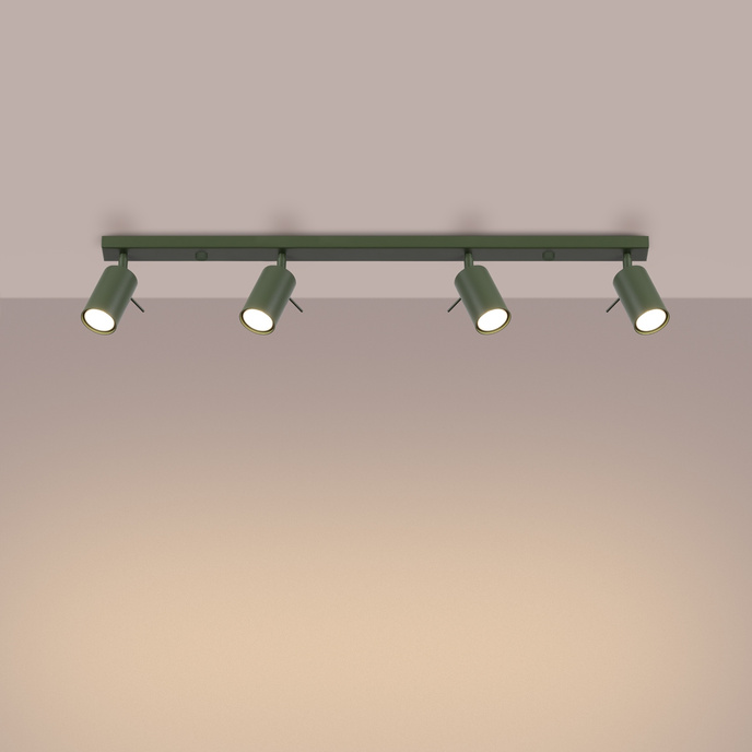 Plafond RING 4L olivgrön + 4x LED-lampa GU-10 3000K varm 7W 510lm