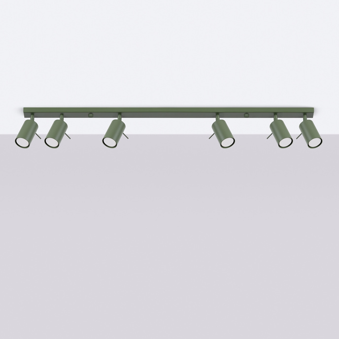 Plafond RING 6L olivgrön + 6x LED-lampa GU-10 3000K varm 7W 510lm