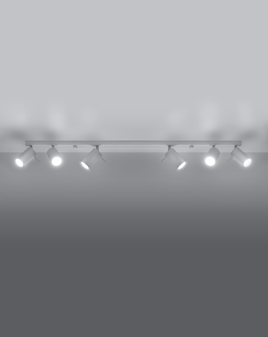 Plafond RING 6L vit + 6x LED-lampa GU-10 3000K varm 7W 620lm