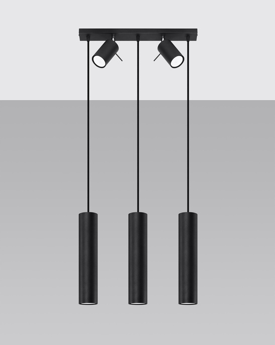 RING 3 svart taklampa + 5x GU-10 3000K varm 7W 620lm LED-lampa