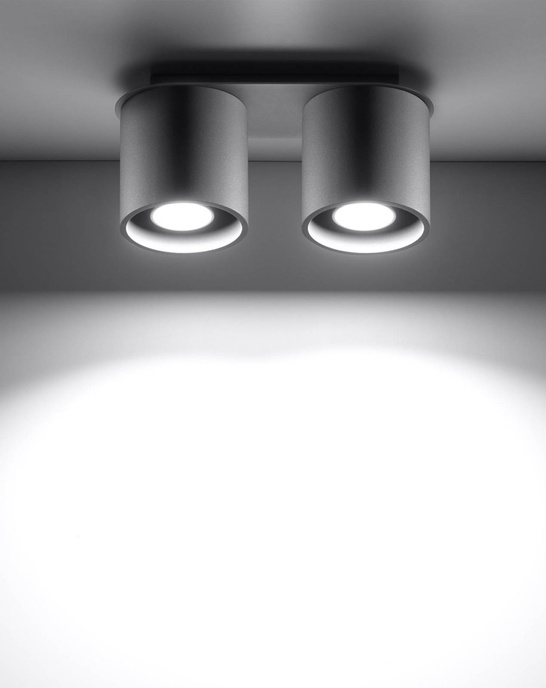 Plafond ORBIS 2 grå + 2x LED-lampa GU-10 3000K varm 7W 620lm