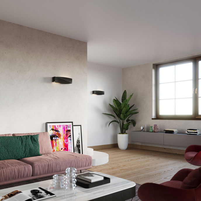 Keramisk vägglampa SIGMA svart + 1x LED-lampa E27 3000K varm 7,5W 620lm