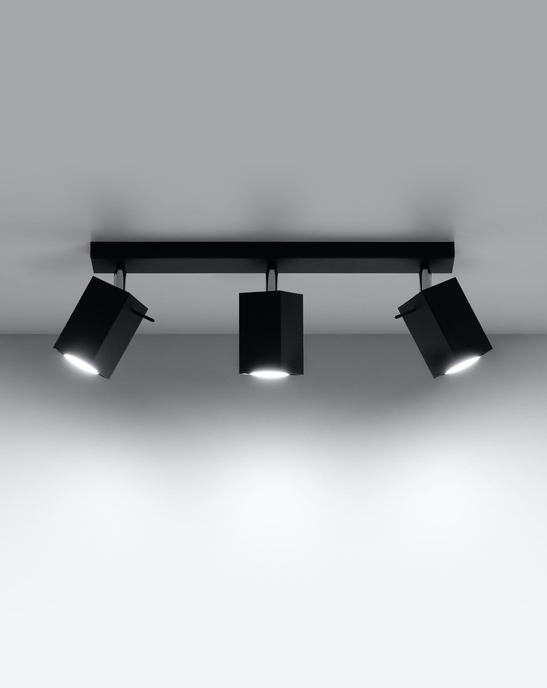 Plafond MERIDA 3 svart + 3 x LED-lampa GU-10 4000K Kall 7W 630lm