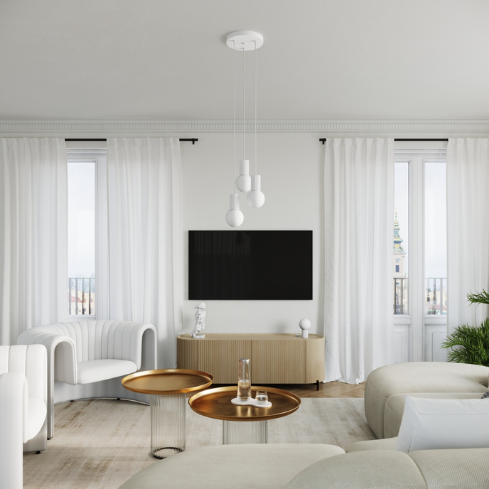 HALO 1 taklampa vit + 1X LED-lampa G9 3000K varm 4,5W 450lm