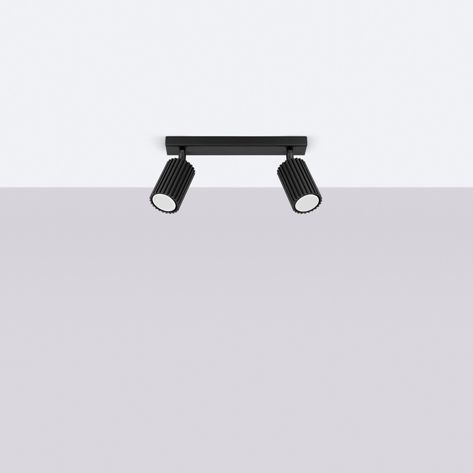 Plafond KARBON 2 svart + 2x LED-lampa GU-10 3000K varm 7W 510lm
