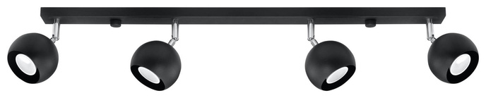 Plafond OCULARE 4L svart + 4x LED-lampa GU-10 3000K varm 7W 620lm