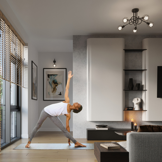 Ljuskrona BELUCI 3S svart + 3x LED-lampa E14 4000K Kall 7,5W 680lm