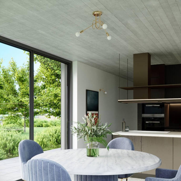 Ljuskrona SUPEŁ 5 glänsande guld + 5X LED-lampa E27 3000K 7W 760lm