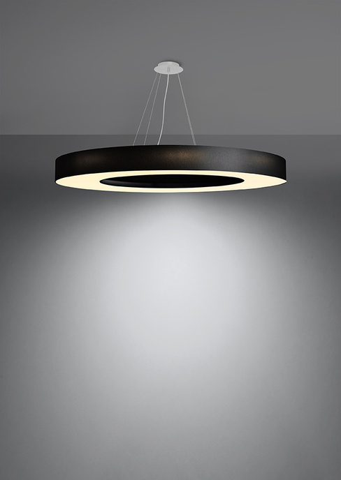 Ljuskrona SATURNO SLIM 90 svart + 8x LED-lampa E27 4000K Kall 7,5W 650lm