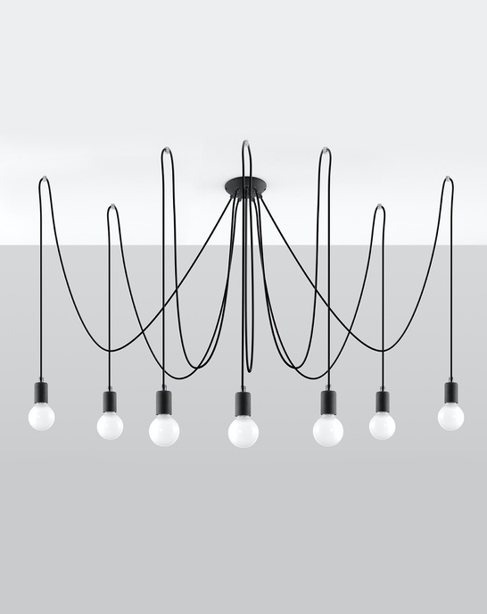 EDISON 7 taklampa svart + 7x LED-lampa E27 3000K varm 7,5W 620lm